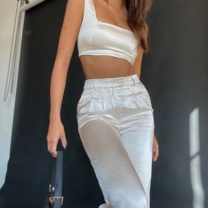 Princess Polly Huxley Set Satin Champagne, US 0 / Champagne